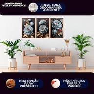 Kit 3 Quadros Decorativos Modernos com Flores de Peônia Branca - Design Elegante para Sala - imagem 5