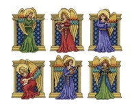 Kit de Bordado com Anjos Medievais - Design Works Crafts - 6 Ornamentos em Ponto Cruz - imagem 1