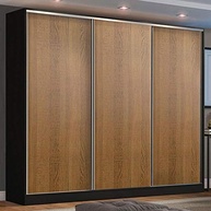 Guarda-Roupa Casal Zurique 3 Portas de Correr em MDF Premium - Design Moderno Preto Rustic - imagem 2