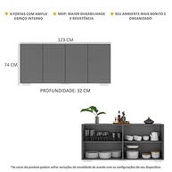 Aparador Buffet 4 Portas Veneza Grafite/Branco - Design Moderno e Resistente - imagem 3