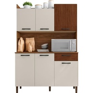 Armário de Cozinha Genova Nogueira/Off White - Design Moderno e Funcionalidade - imagem 2