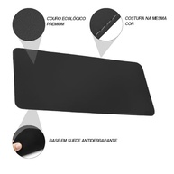 MousePad Desk Pad Eddias em Couro Ecologico 90x40cm + Porta-Copos - (Preto) - imagem 4