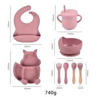 Alimentação Silicone para Bebê Fovolat - Forma Esquilo 8 Peças | Pratos e Talheres Seguros para Desmame - imagem 2