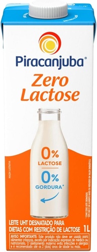 Piracanjuba Zero Lactose - Leite Desnatado, 1L - imagem 1