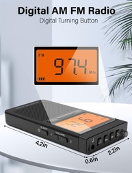 Rádio Portátil AM/FM com Tela LCD Grande, Despertador e Fone Estéreo - Recepção Impecável - imagem 5