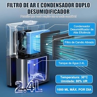 Desumidificador de Ar com Filtros Reutilizáveis 2400ml - Silencioso, com Mangueira e Luzes Coloridas - imagem 4