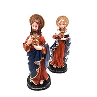 Imagem Sagrado Coração de Maria e Jesus em Resina Italiana - 15cm com Detalhes Ricos - imagem 4