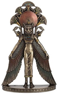 Estátua de Arte de Parede Sekhmet - Deusa Egípcia com Asas | Escultura em Bronze com Detalhes Foscos - imagem 2