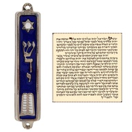 Mezuzá Judaica com Pergaminho - Dez Mandamentos em Esmalte Azul - 3,5" - Presente Judaico Elegante - imagem 1