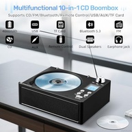 DGXWLLW Boombox Portátil Bluetooth: Som Estéreo, CD Player Recarregável e Rádio FM - imagem 4