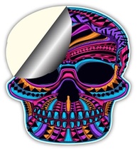 Adesivo Caveira Mexicana Vibrante - Dia dos Mortos Vinil Premium 12cm - Carros, Laptops e Mais! - imagem 4