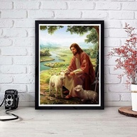 Kit de Pintura de Diamante Jesus Cristo - Arte 5D Redonda para Decoração Religiosa - imagem 1