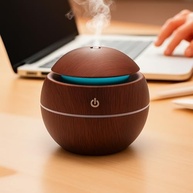 Difusor de Aromas Ultrassônico 130ML com LED 7 Cores e Umidificação - Design Madeira, USB-C, Silencioso, Ideal para Aromaterapia e Ambientes Relaxantes - imagem 3