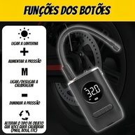 Compressor de Ar Portátil Digital Recarregável: Calibre Pneus e Bolas com Lanterna LED - imagem 4