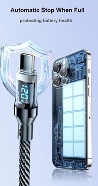 Cabo USB-C 120W: Carregamento Turbo + Display Digital - imagem 3