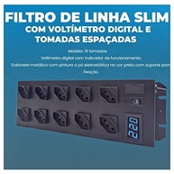 Filtro de Linha Metálico com Voltímetro Digital: Proteção e Controle para Seus Equipamentos (10 Tomadas Bivolt) - imagem 4