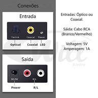 Conversor Áudio Digital Óptico/Coaxial para Analógico RCA: Som de Alta Qualidade! - imagem 3