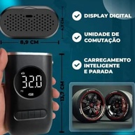 Calibrador Compressor de ar Digital Pneu Carro Bike Sem Fio digital recarregavel - imagem 4