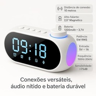 Rádio Relógio Digital Bluetooth 5W: Som, Alarme e FM Portátil - imagem 5