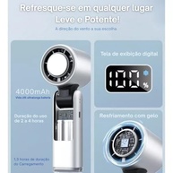Mini Ventilador Recarregável com Display Digital, Modo Turbo e Refrescante - Portátil e Silencioso (OffWhite) - imagem 4