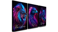 Kit 3 Quadros Decorativos Disciplina Execução Foco - Leão, Lobo e Águia - imagem 1