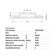 Disco de Freio Dianteiro Ventilado Hipper para Nissan March e Versa (2012+) - imagem 3