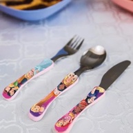 Yangzi - Jogo Refeição Infantil Princesas Disney 4 Peças | Prato em Melamina e Talheres em Aço Inox - imagem 3