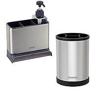 Dispenser Sabão Tramontina + Porta Utensílios Inox – Kit Cozinha - imagem 1