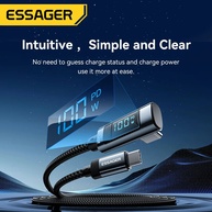 Cabo USB-C 100W Essager: Carregamento Turbo + Display! - imagem 3
