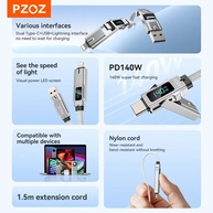 PZOZ 140W: Cabo USB-C 4 em 1 com Display Digital - imagem 4