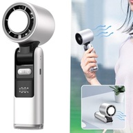Mini Ventilador Recarregável com Display Digital, Modo Turbo e Refrescante - Portátil e Silencioso (OffWhite) - imagem 5