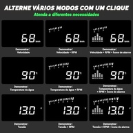 HUD Display Colorido: Velocímetro no Parabrisa com Alertas Inteligentes - imagem 5