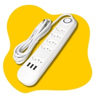 Filtro de Linha 5 Tomadas + 3 USB 2m Bivolt 2500W Branco: Energia e Organização para Seus Dispositivos - imagem 1