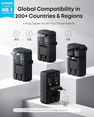 Adaptador de Viagem Anker Nano 5 em 1: Carregue 5 Dispositivos em Mais de 200 Países! - imagem 3