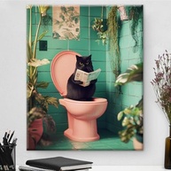 Arte de Parede Gato Engraçado - Decoração Divertida para Banheiro e Casa - imagem 2