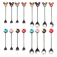 Colher de Aço Inoxidável 304 com Design Divertido - Donuts & Animais para Café e Sobremesas - imagem 1