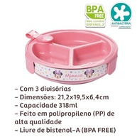 Prato Térmico Infantil Minnie com Ventosa e 3 Divisórias - Seguro, Divertido e Livre de BPA - imagem 4