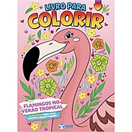 Livro de Colorir Flamingos: Verão Tropical Divertido - imagem 2