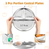 Pratos Infantil Aço Inox CrazyTerra - Dividido 3 Seções com Controle de Porção - Seguro, Sem BPA - imagem 5