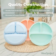 WeeSprout Pratos Divididos com Tampas para Bebês e Crianças - Silicone Alimentar Inquebrável - imagem 5