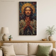 Quadro Canvas Mosaico Jesus Luz Divina 80x40cm - Decore com Fé e Estilo - imagem 3