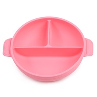 Pratinho com Tampa, Divisória e Ventosa em Silicone para Bebês - Rosa - imagem 1