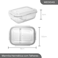 Pote Hermético de Vidro Borossilicato 640ml com Divisória - Lyor - imagem 4