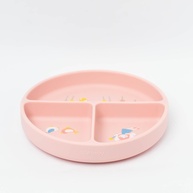 Prato de Silicone com Ventosa e Divisórias Fadinha Rosa - Seguro, Divertido e Prático para Refeições Infantil - imagem 1