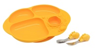 Kit para Alimentação Infantil com 4 Divisórias - Talheres Ergonômicos Girafa Marcus e Marcus Amarelo - imagem 1