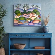 Quadro Tarsila do Amaral O Pescador 1925 - Tela Acetinada com Alta Resolução, Obra de Arte Modernista Brasileira (68x50cm) - imagem 2