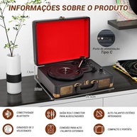 Toca Disco Vinil Retrô com Bluetooth e USB: Reviva a Magia do Vinil com Som de Alta Qualidade - imagem 3