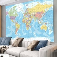 Tapeçaria de Parede com Mapa do Mundo - Decoração Educativa e Estilosa para Casa - imagem 2