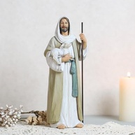 Estátua do Bom Pastor Jesus 24cm - Escultura Religiosa Moderna para Decoração e Presente - imagem 3