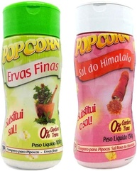 Temperos p/ Pipoca Popcorn Cx 12 Frascos: 6 Ervas Finas - 6 Sal do Himalaia - imagem 1